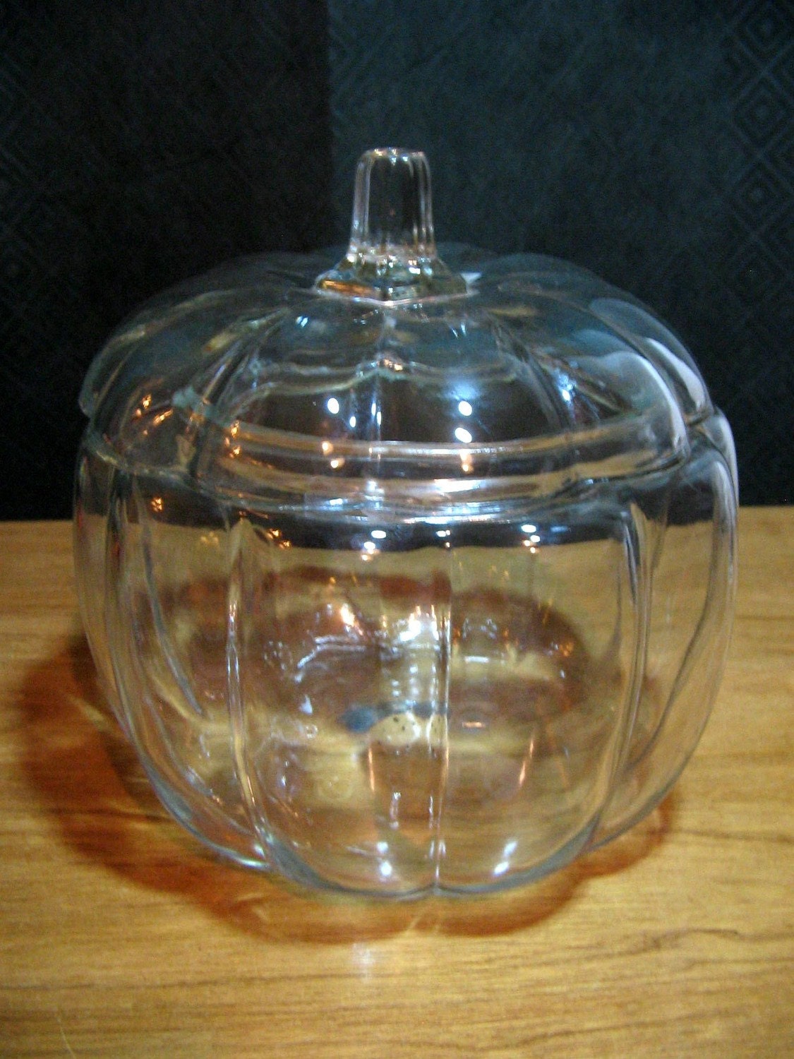 Vintage GLASS PUMPKIN COOKIE Candy JAR by MelangeVintage on Etsy