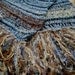 Faded Denim Blue Brown Cream Tan STRIPE Fringe Home Decor Throw Blanket, Knit Afghan