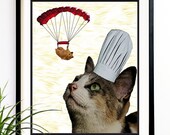 20% OFF Sale Cat art print Chef Cat art print Animal wall art geekery art kitchen decor home decor (1036)