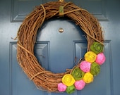 The Madeline - Fabric Rose Grapevine Wreath - 18 inch - Made to Order