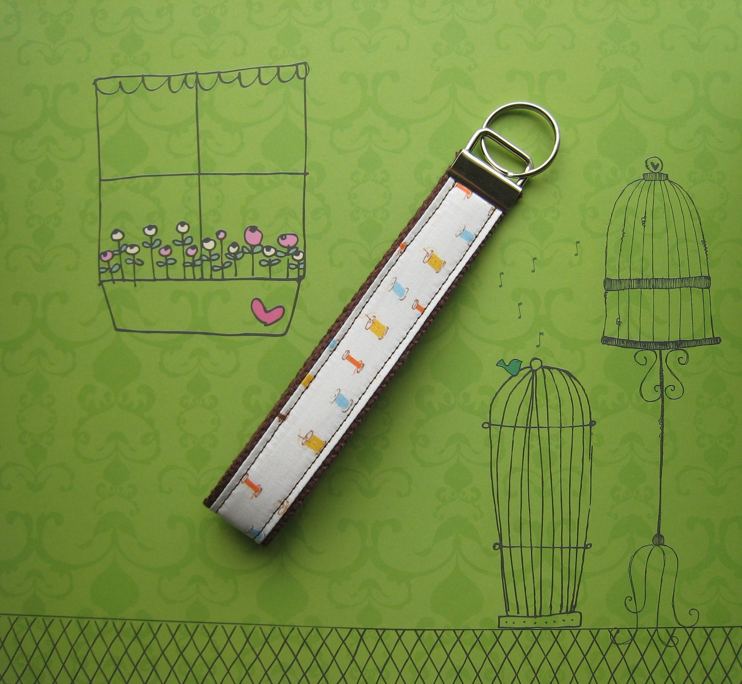 Key Fob - Heather Ross Spools of Thread