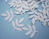 100 White Frond Fern Leaf punch die cut confetti cutout embellishments - No182