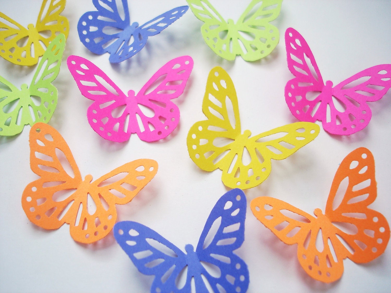 50 Bright Yellow Hot Pink Blue Green Orange Monarch Butterfly Punch Die Cut Confetti Cutout Scrapbook Embellishments - No903