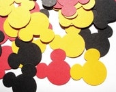 100 Red Black Yellow Mickey Mouse Punch Die Cut Cutout Scrapbook Embellishments - No458