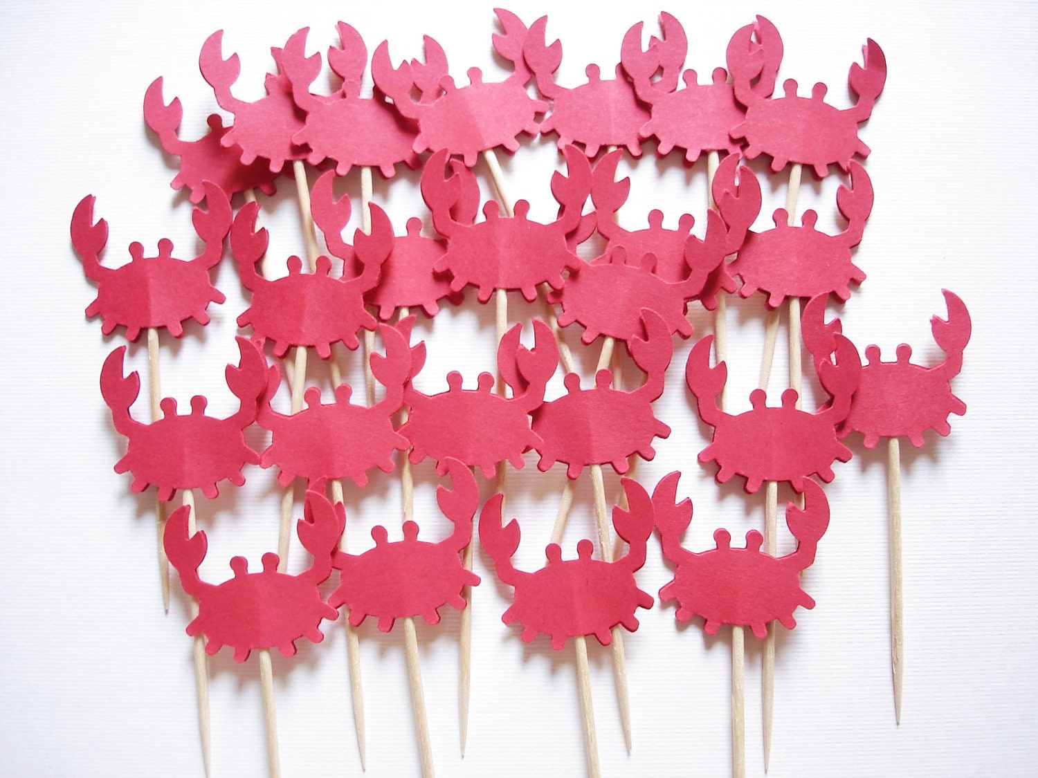24 Decorative Red Crab Party Picks, Toothpicks, Food Picks, Cupcake Toppers - No418