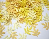 100 Mixed Yellow Frond Fern Leaf punch, die cut, confetti, wedding, scrapbooking, card making, embellishments - No709