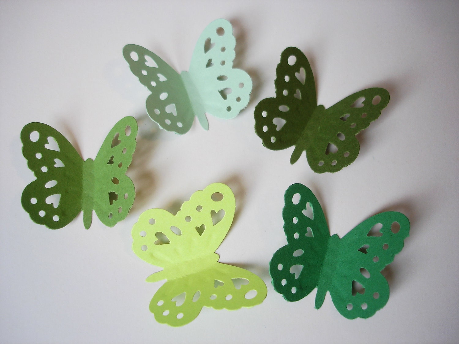 50 Large Silhouette Embossing Mixed Green Butterfly Punch Embellishments - No394