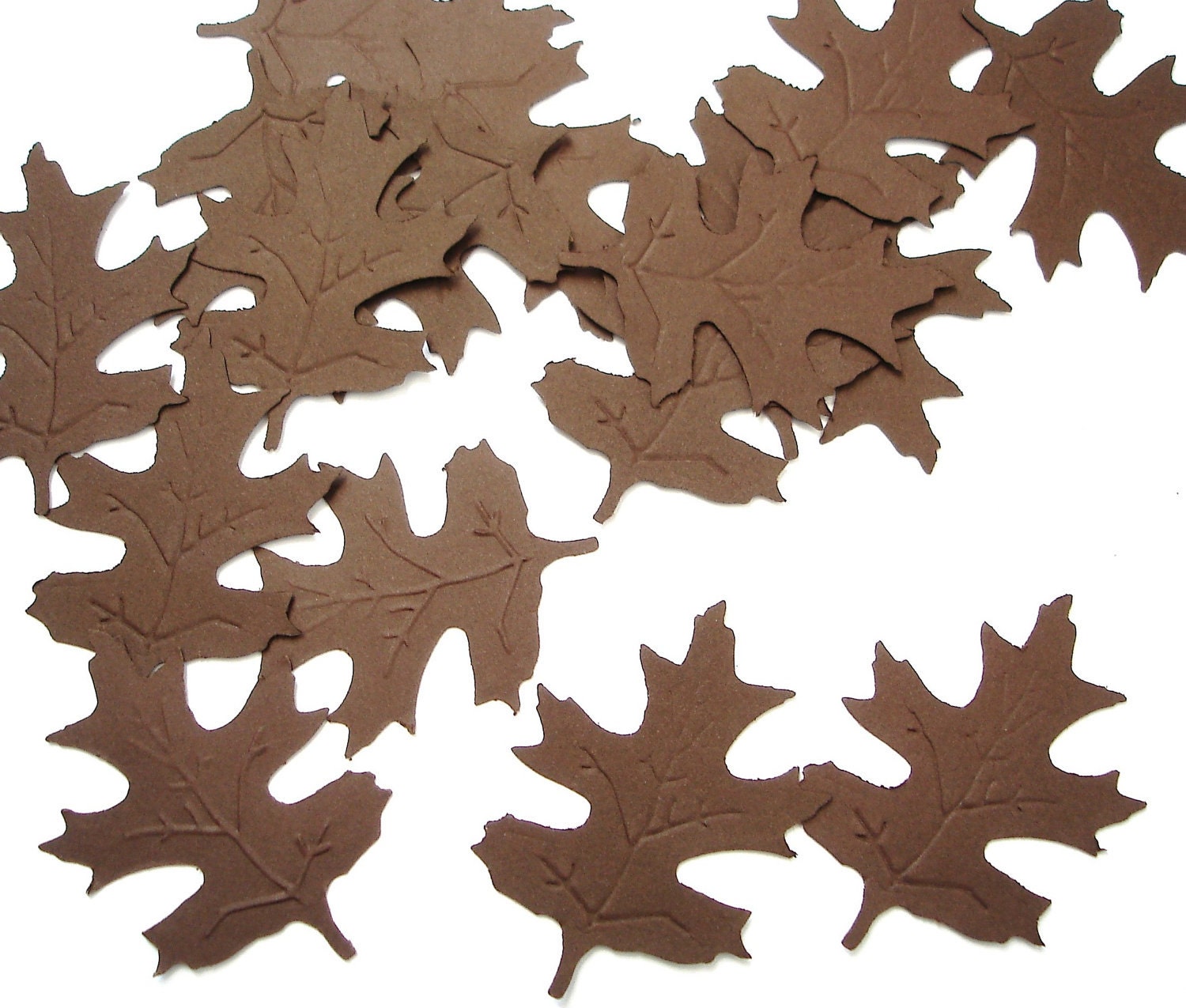 25 Embossed Brown Oak Leaf punch die cut cutouts by BelowBlink