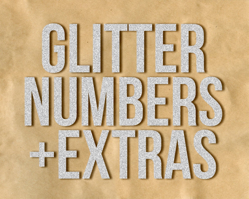 DIGITAL GLITTER NUMBERS / Plus Extras, Ideal for Scrapbooking and Graphic Design Projects