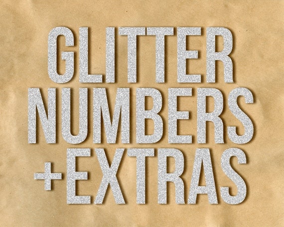 DIGITAL GLITTER NUMBERS / Plus Extras, Ideal for Scrapbooking and Graphic Design Projects