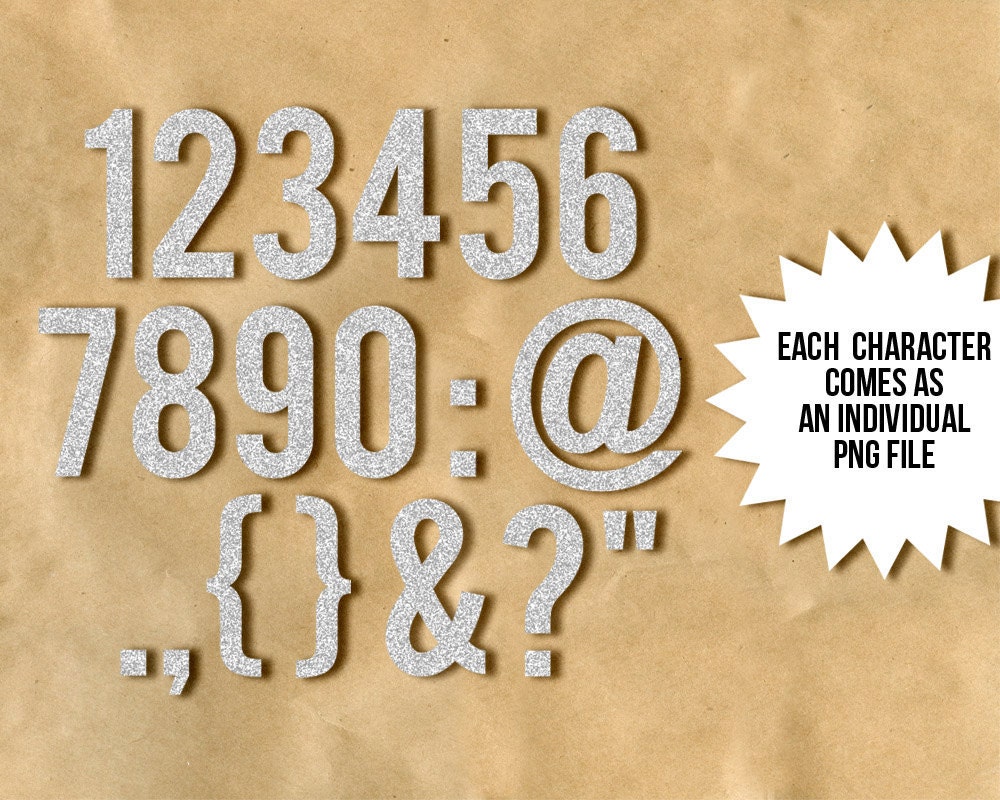 DIGITAL GLITTER NUMBERS / Plus Extras, Ideal for Scrapbooking and Graphic Design Projects