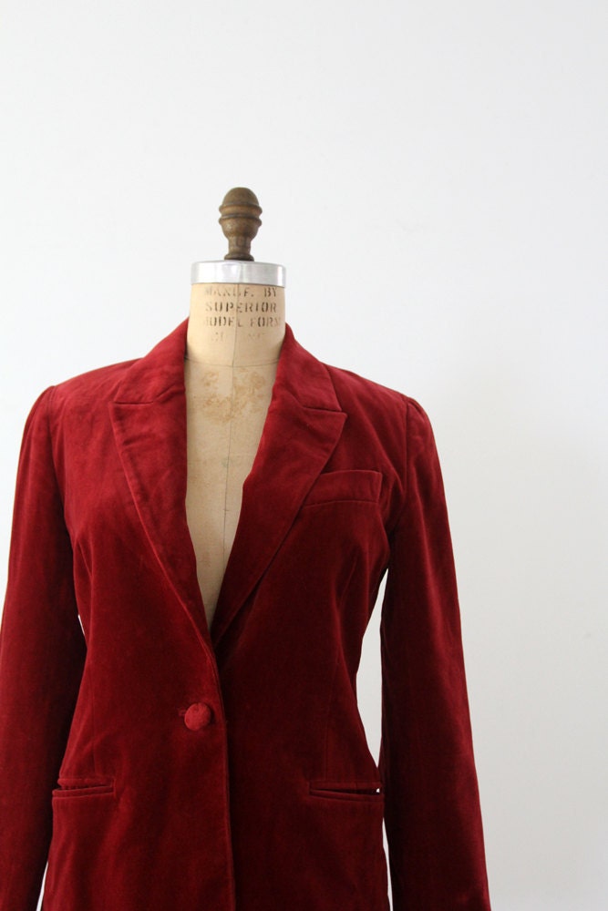 1970s Velvet Blazer // Vintage Burgundy Sportcoat