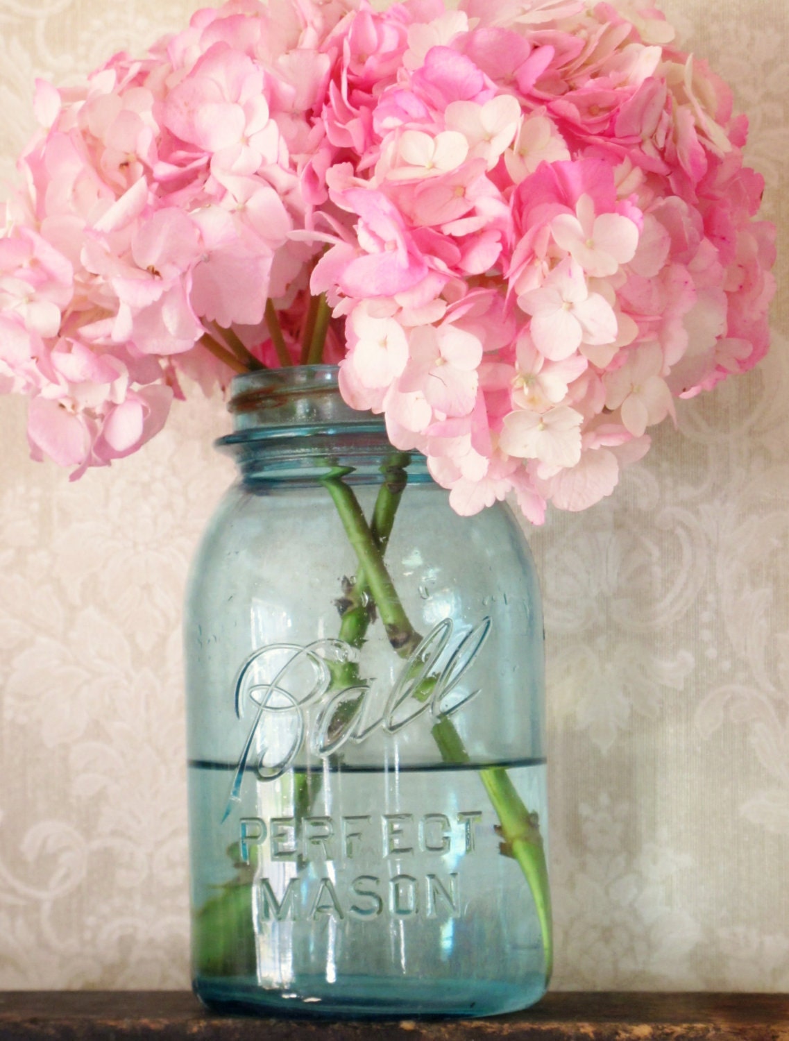 Perfect Blue Mason Jar w/ Zinc Lid Quart Size  - Rustic, Vintage, Natural Wedding Decor Centerpiece - Many Available