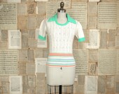 vintage 70s sherbet pointelle sweater s