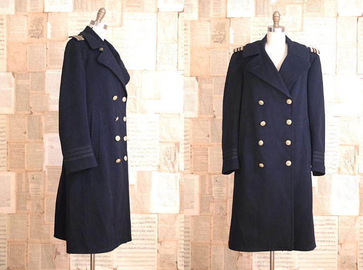 vintage 40s wwii naval officer's coat l/xl