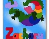Wooden Name Puzzle Flying Dinosaur Dragon