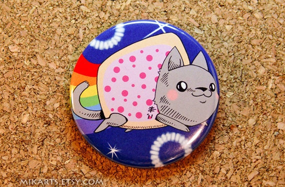 Poptart Nyan Cat Pin-back Button or Magnet (large)