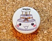 Chibi Anime Wedding Cake Pin-back Button