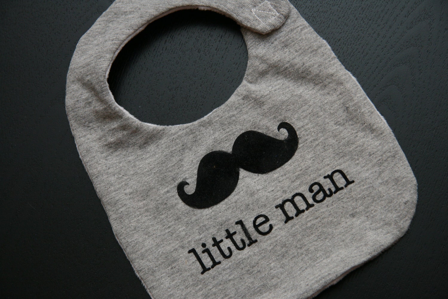 Reversible Upcycled T-Shirt Bib - Mustache "Little Man" with Soft Minky Backing