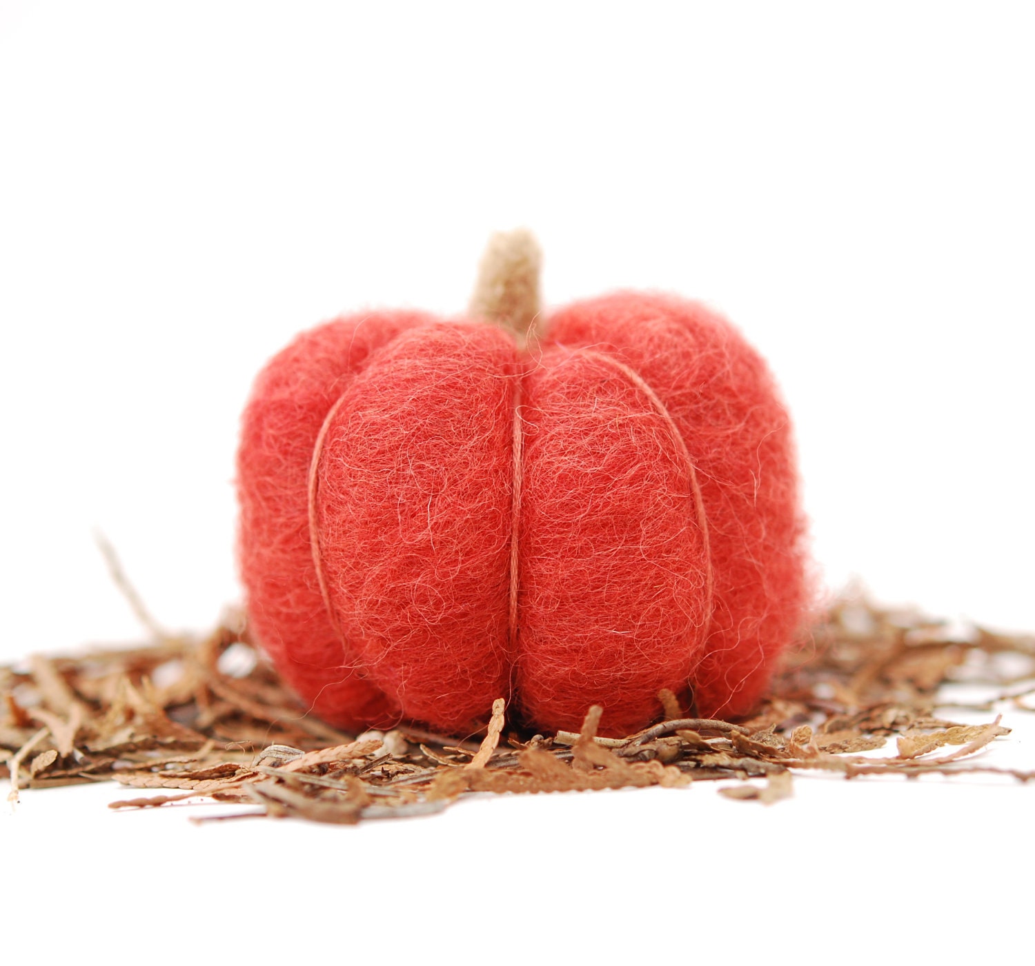 Needle Felted Pumpkin halloween thanksgiving red wool autumn fall decor