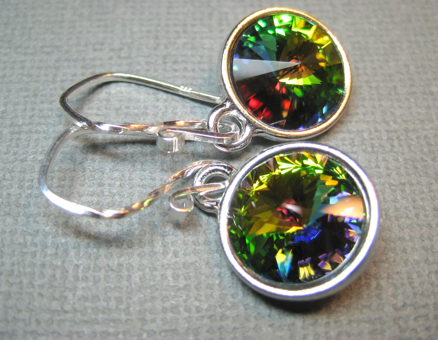 Rainbow crystal earrings Swarovski prism by JewelrybyDorothy