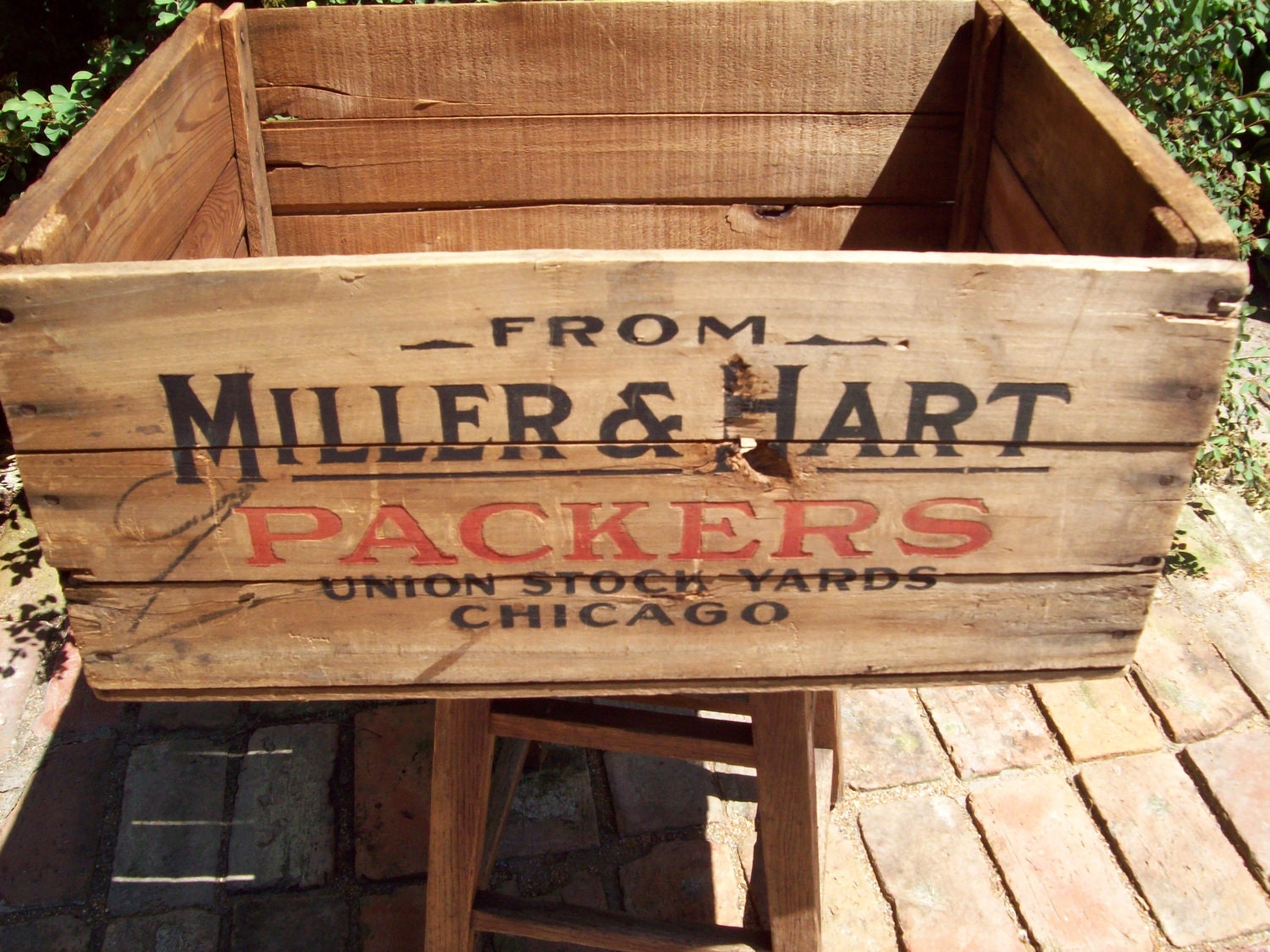 Vintage Wooden Chicago Union Stock Yard Advertising Box.