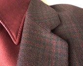 1950s Atomic-Rockabilly-Mad Men Burgundy Wool Plaid Sports Jacket