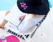 Wide Brim Straw PERSONALIZED Floppy Hat - Beach Summer Pool - Bridesmaid Gifts