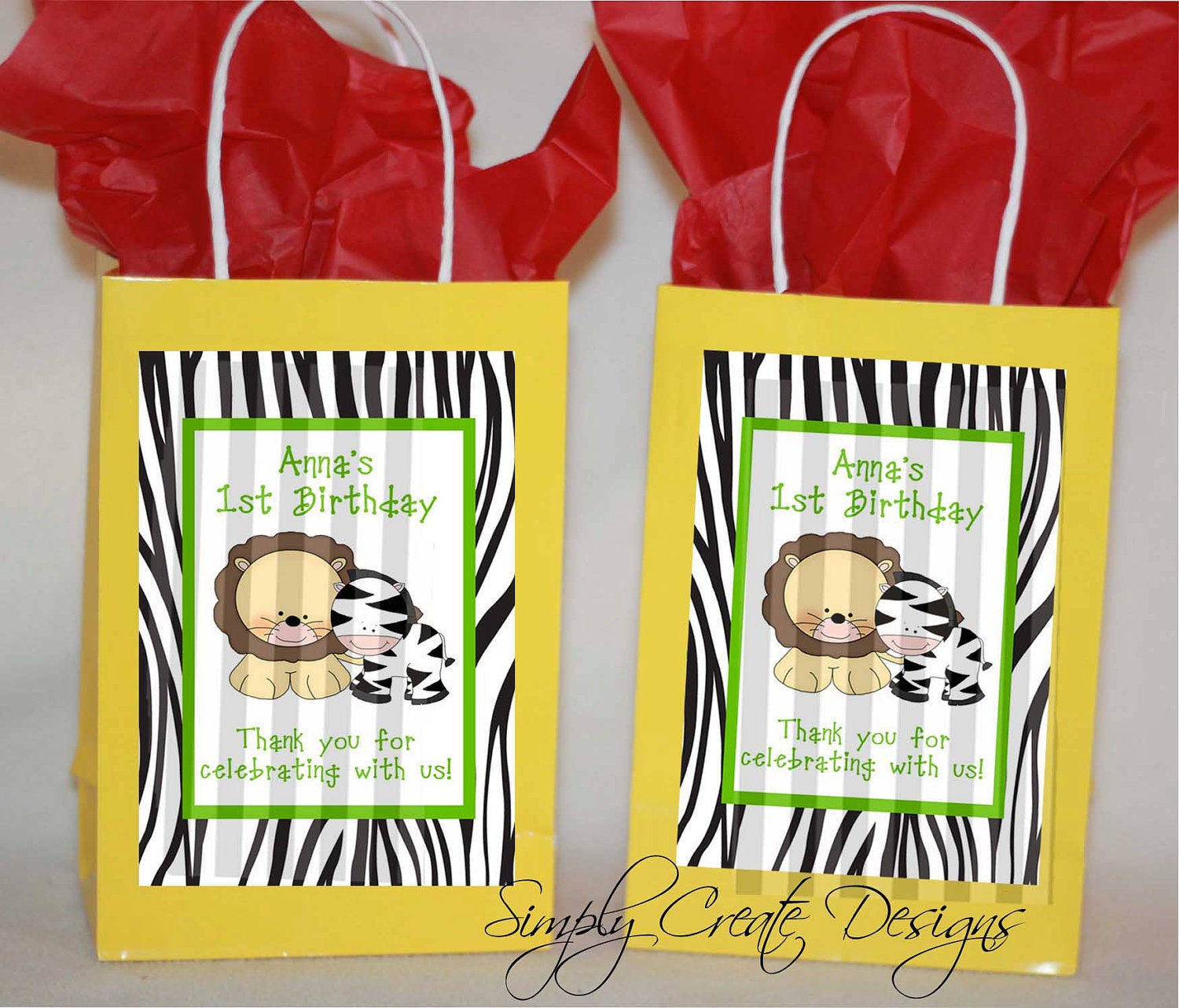 Safari Favor Tag ungle Babies Zebra DIGITAL FILE 4x6 Jpeg Digital File Personalized Il_570xn