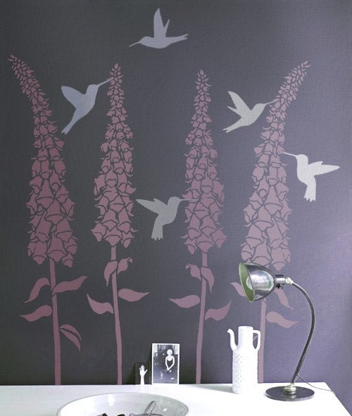 Stencils for Walls - 3 HUMMINGBIRDS - Wall STENCILS - Reusable - DIY - Great for kids