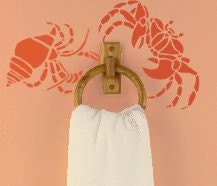 Crustacea Wall Stencils, Reusable - LOBSTER Stencil, Hermit Crab Stencil, CRAB Stencil