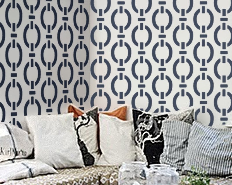 STENCIL for Walls - Modern Allover Wall Stencil - "Nautical Chain Pattern" - DIY Modern Home Decor