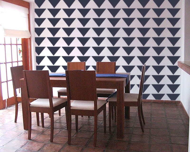 Wall Stencil - Mod Triangle PATTERN - Allover Pattern STENCIL - DIY Home/Wall Decor