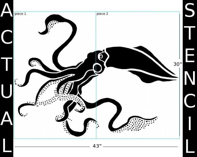 STENCIL for Walls - Giant SQUID - Large, Reusable Stencil for Walls - Durable DIY Home Decor