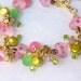 Lampwork Hearts Bracelet, Pink and Green Hearts and Flowers