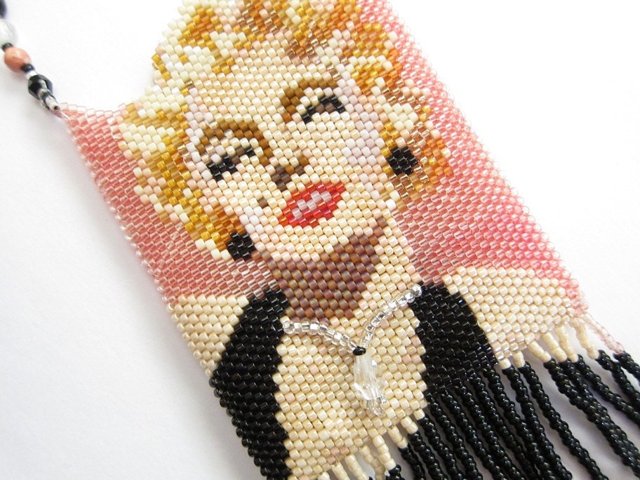 SALE Marilyn Monroe Beaded Amulet Necklace