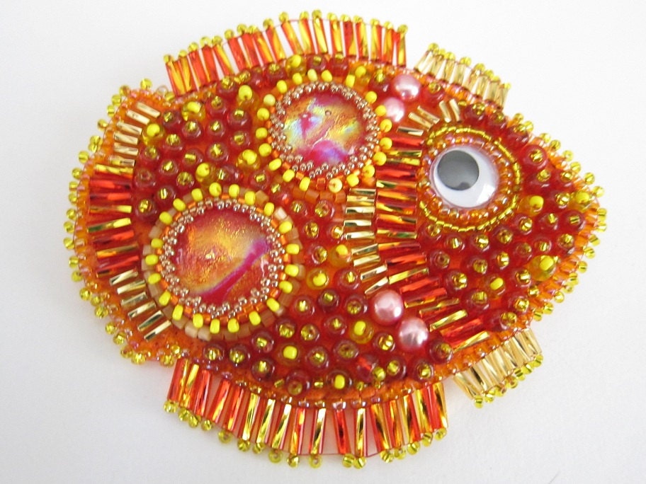 SALE Fish Tales Two Beaded Brooch