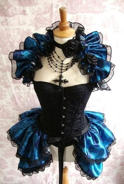 Dragonique   BURLESQUE  Bustle Skirt  and Shrug SET goth Pin Up
