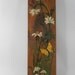 Vintage Handpainted yellow butterfly, white daisy and mushrooms on wooden piece