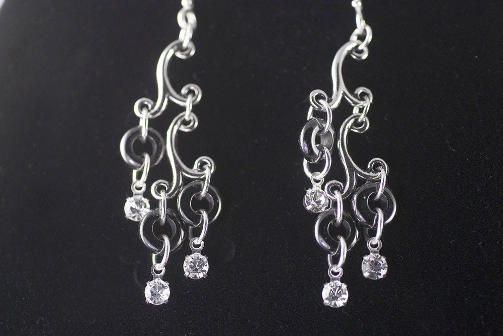 silver earrings, cubic zirconia earrings