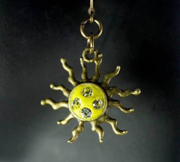 Sun earrings, crystal bead