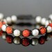 Macrame bracelet, pearl and orange pave beads