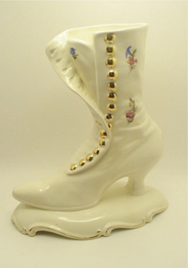 Vintage Victorian Boot Ceramic Planter Vase by VintageRelief