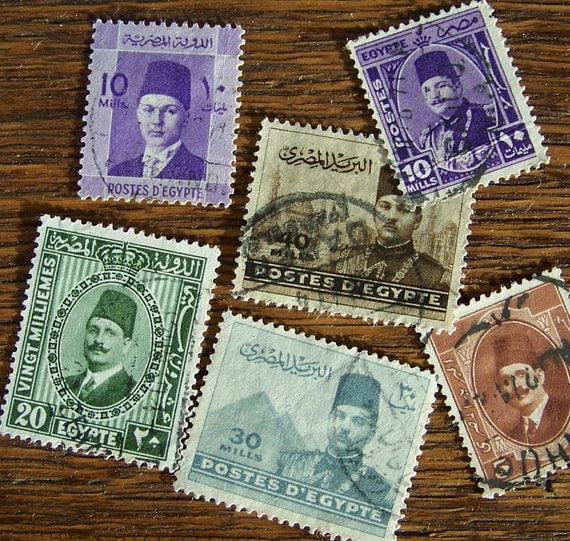 Vintage Postage Stamps Egypt 1940s