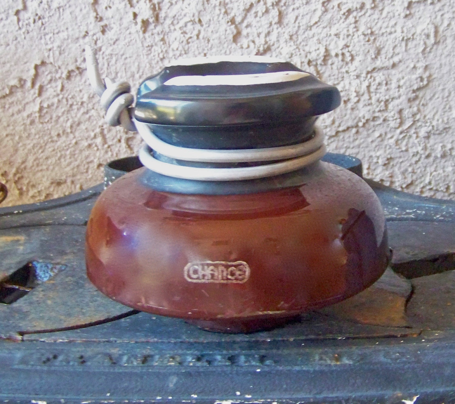 Vintage Brown Ceramic Insulator