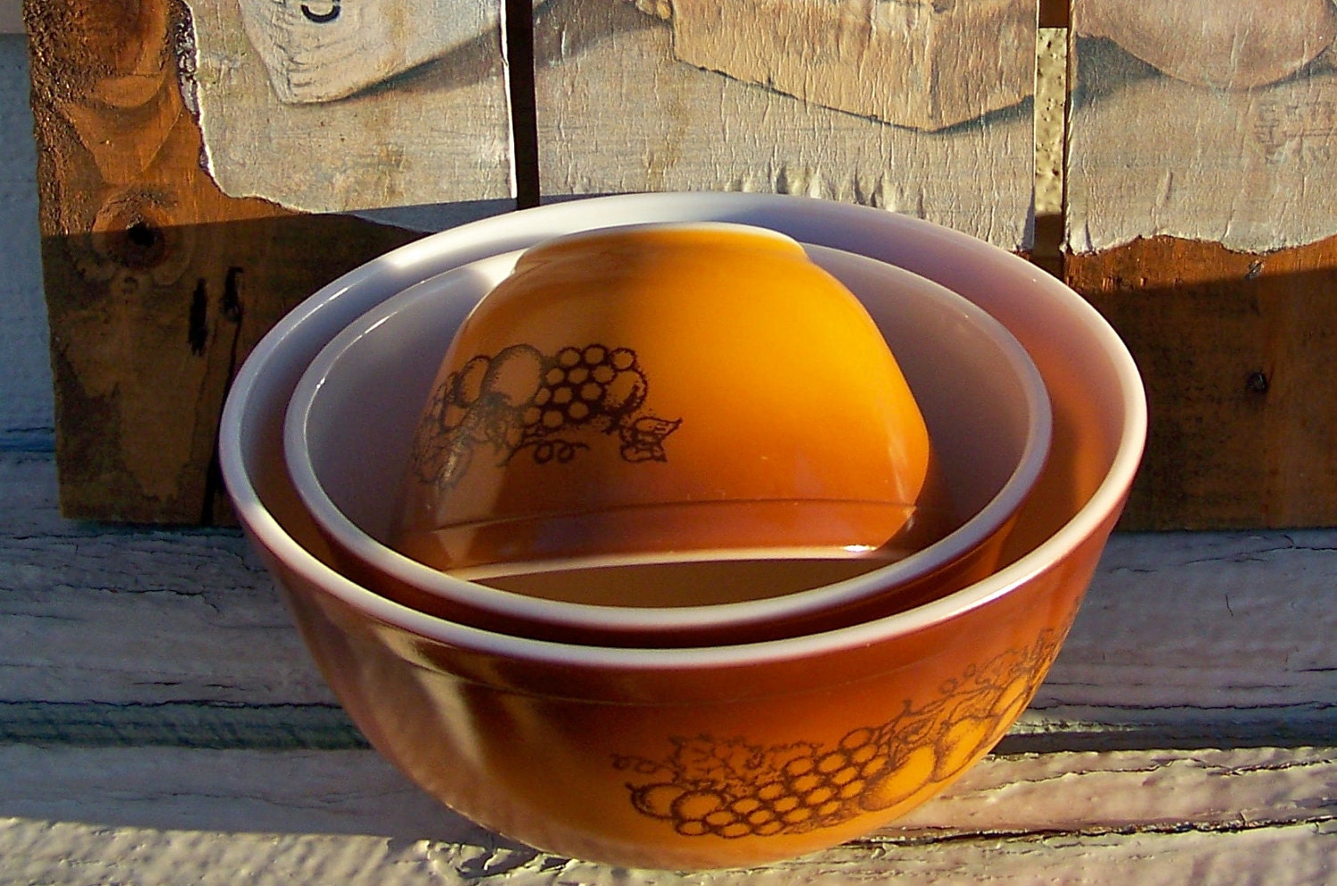 Vintage Pyrex Old Orchard Mixing Bowls