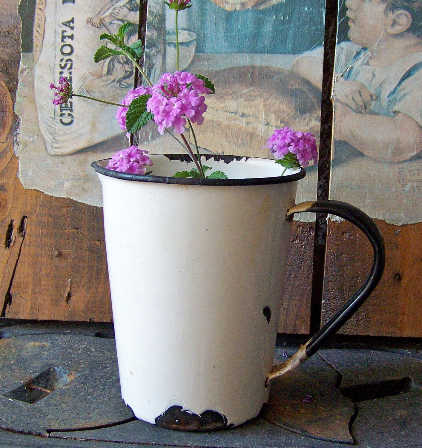 Vintage Enamelware Measuring Container 1940s