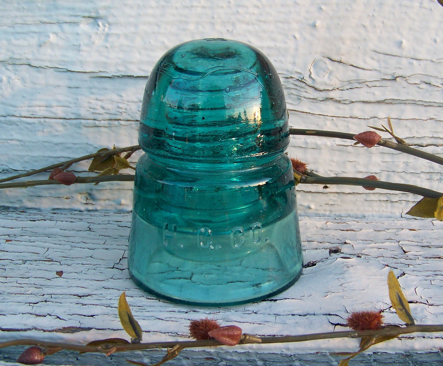 Vintage Glass Insulator Turquoise