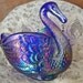 Vintage Amethyst Carnival Glass Swan Bowl
