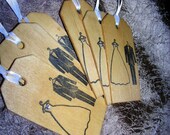 6 Large Wooden Wedding Tags Bride Groom OOAK Hang Tags Wood Tags